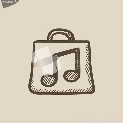 Image of Bag with music note sketch icon.