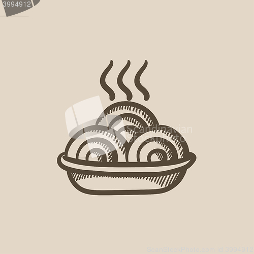 Image of Hot meal in plate sketch icon.