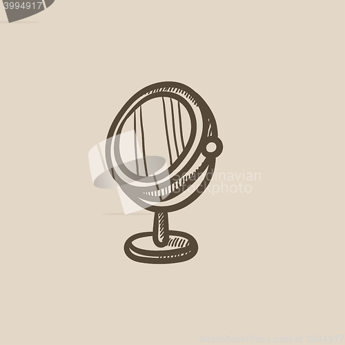 Image of Round makeup mirror sketch icon.