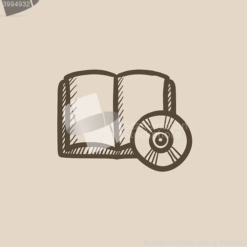 Image of Audiobook and cd disc sketch icon.