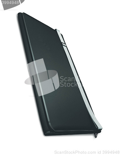 Image of hand black folder isolated on white