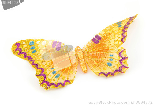 Image of Yellow butterfly on white