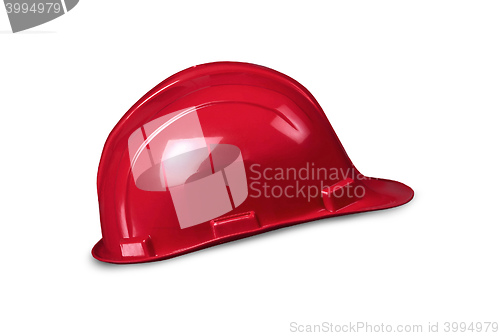 Image of Red builder\'s helmet isolated