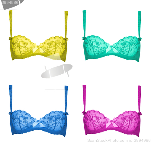 Image of different bras isolated over white