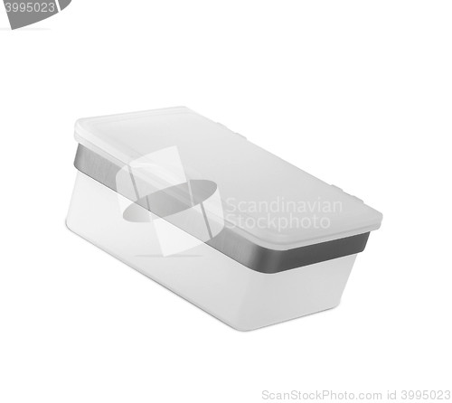 Image of white plastic food container isolated