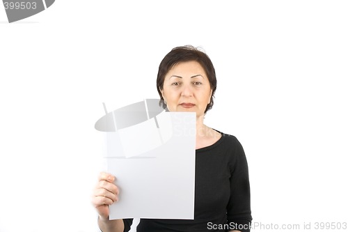 Image of Woman Holding a Blank Sign