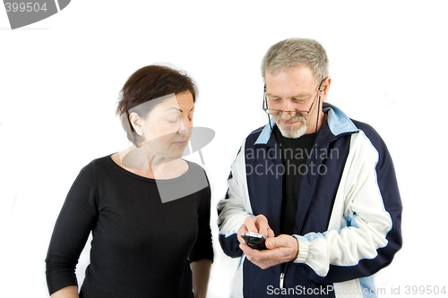 Image of Couple checking the text message
