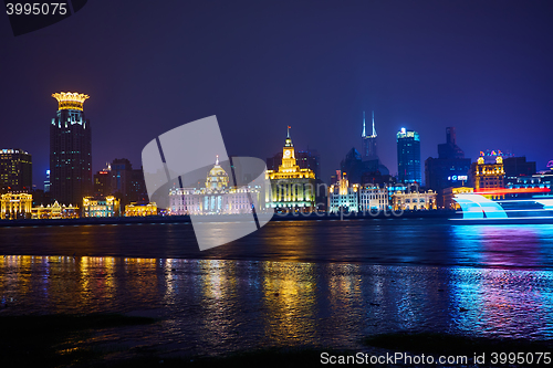 Image of beautiful shanghai bund at night , China