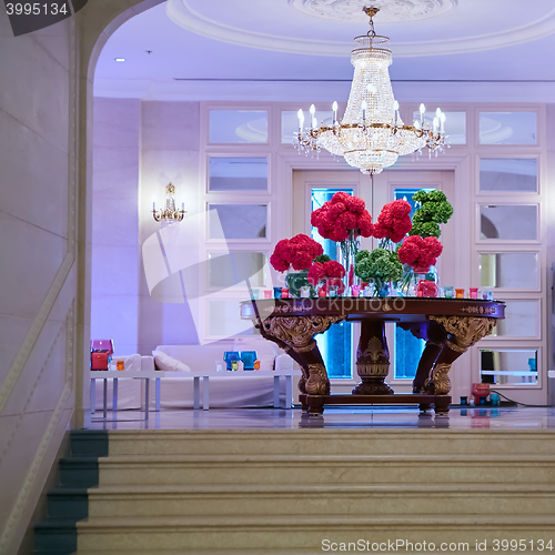 Image of Flower and candle decoration for a wedding