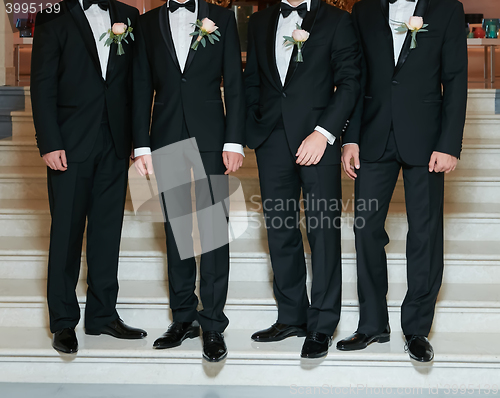 Image of Groom With Best Man And Groomsmen At Wedding