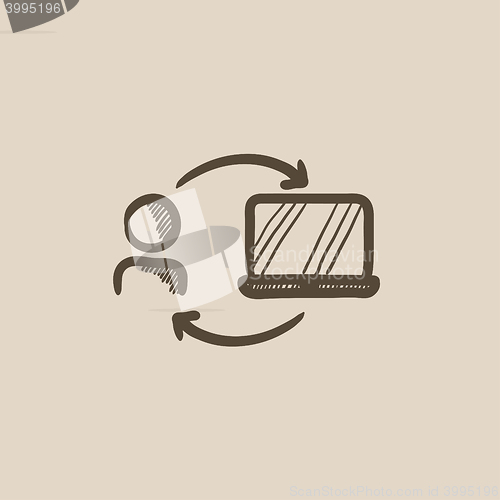 Image of Online education sketch icon.