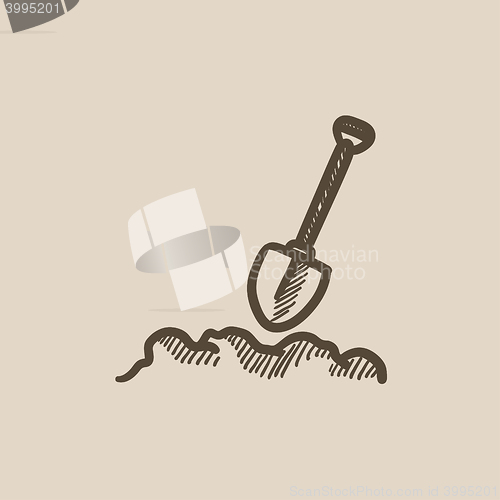 Image of Mining shovel sketch icon.