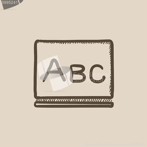 Letters abc on blackboard sketch icon. Scanstockphoto.com