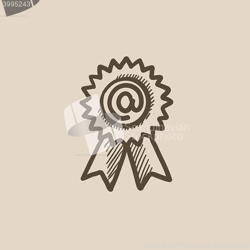 Image of Award with at sign sketch icon.