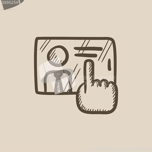 Image of Hand touching screen sketch icon.
