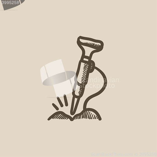 Image of Pneumatic hammer drill sketch icon.