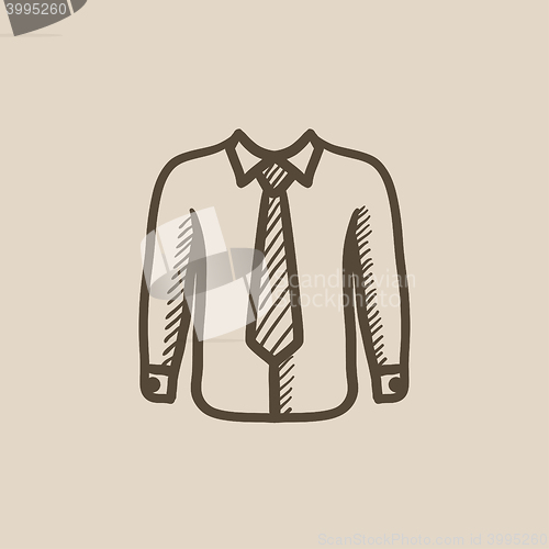 Image of Shirt with tie sketch icon.