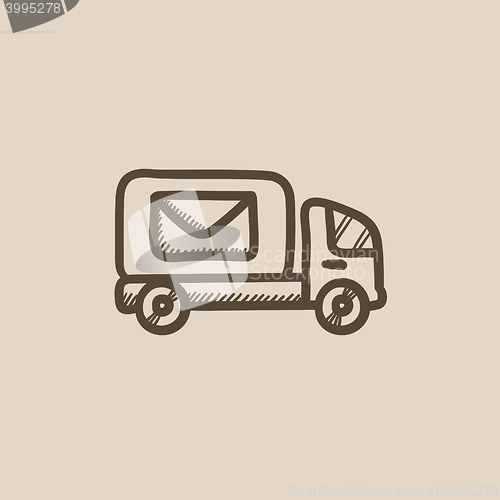 Image of Mail van sketch icon.