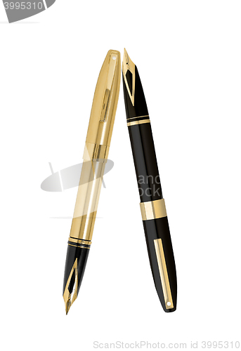 Image of Gold Pens isolated on white