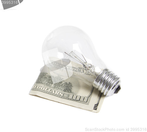 Image of light bilb with dollars