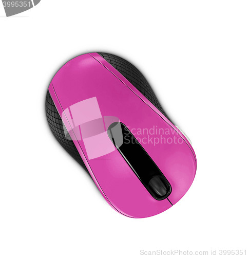 Image of pink computer mouse isolated on white background