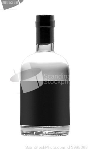 Image of black bottle of whiskey isolated on white background