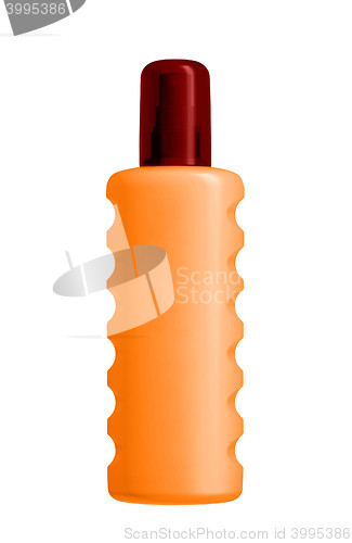 Image of Bottle of sunscreen isolated over the white background