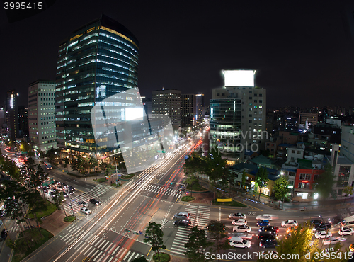 Image of Traffic on night busy Seoul streets, South Korea