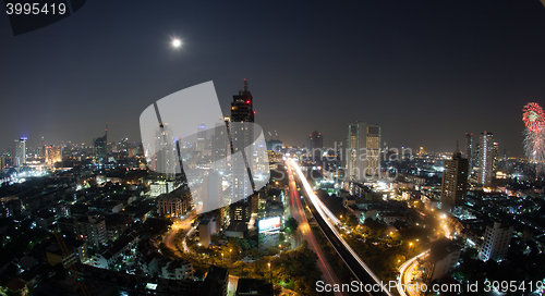 Image of City panorama of Bangkok at night, Thailand