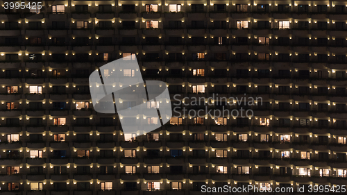 Image of Multistorey block of flats at night