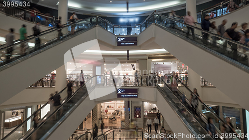 Image of People on escalators in shopping centre
