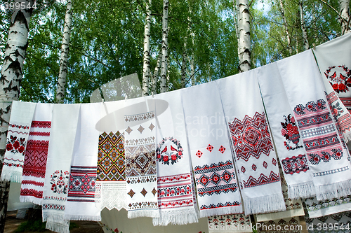 Image of Ukrainian towels with birch trees