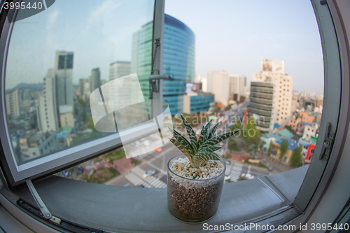 Image of Seoul city in South Korea, window view