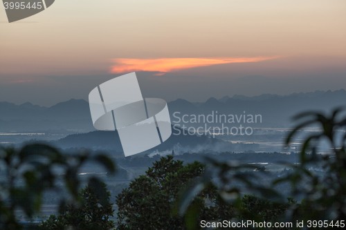 Image of Foggy evening landscape of Vietnam