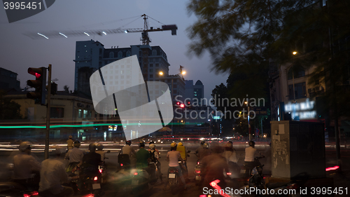 Image of Transport on the roads of evening Hanoi, Vietnam