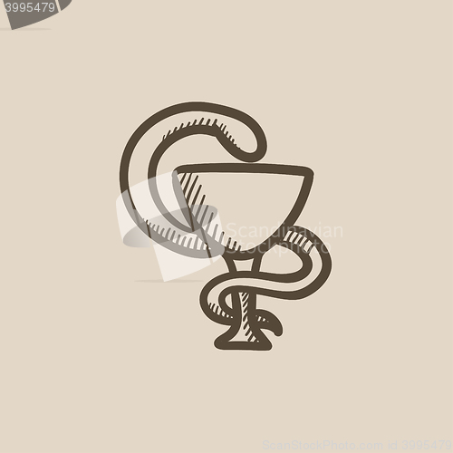 Image of Pharmaceutical medical symbol sketch icon.