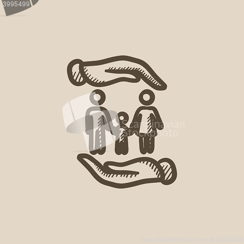 Image of Family and hands sketch icon.