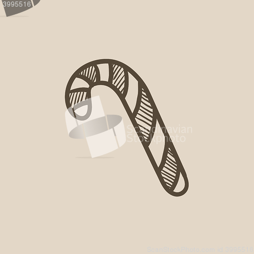 Image of Candy cane sketch icon.