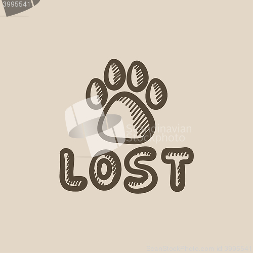 Image of Lost dog sign sketch icon.