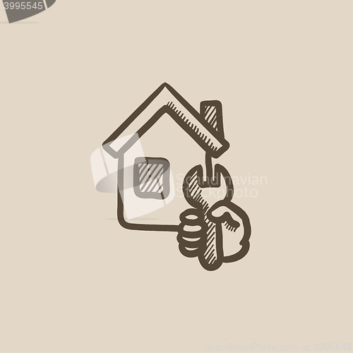 Image of House repair sketch icon.