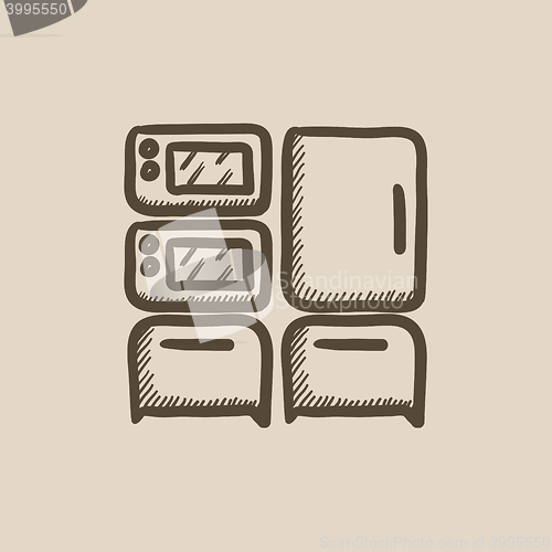 Image of Household appliances sketch icon.