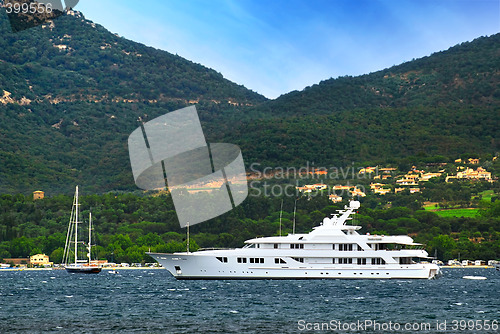 Image of Luxury yacht at the coast of French Riviera