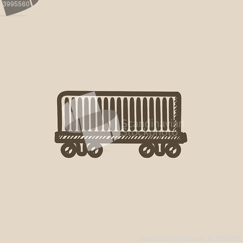 Image of Cargo wagon sketch icon.