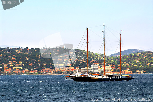 Image of Luxury yacht at the coast of French Riviera