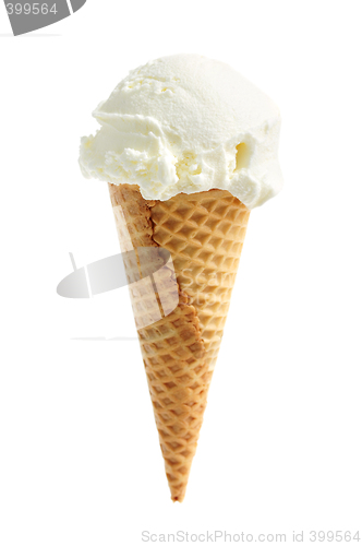 Image of Vanilla ice cream in a sugar cone