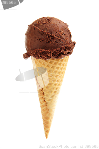 Image of Chocolate ice cream in a sugar cone