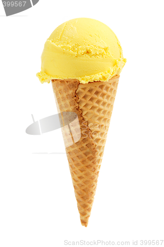 Image of Banana ice cream in a sugar cone