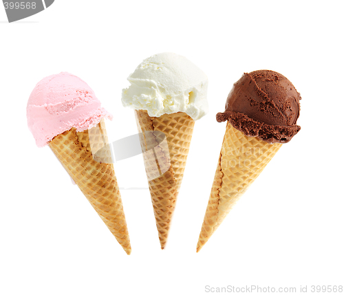 Image of Assorted ice cream in sugar cones