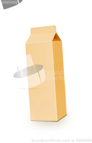 Image of Yellow milk box per liter isolated on white