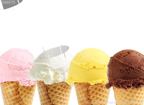 Image of Assorted ice cream in sugar cones